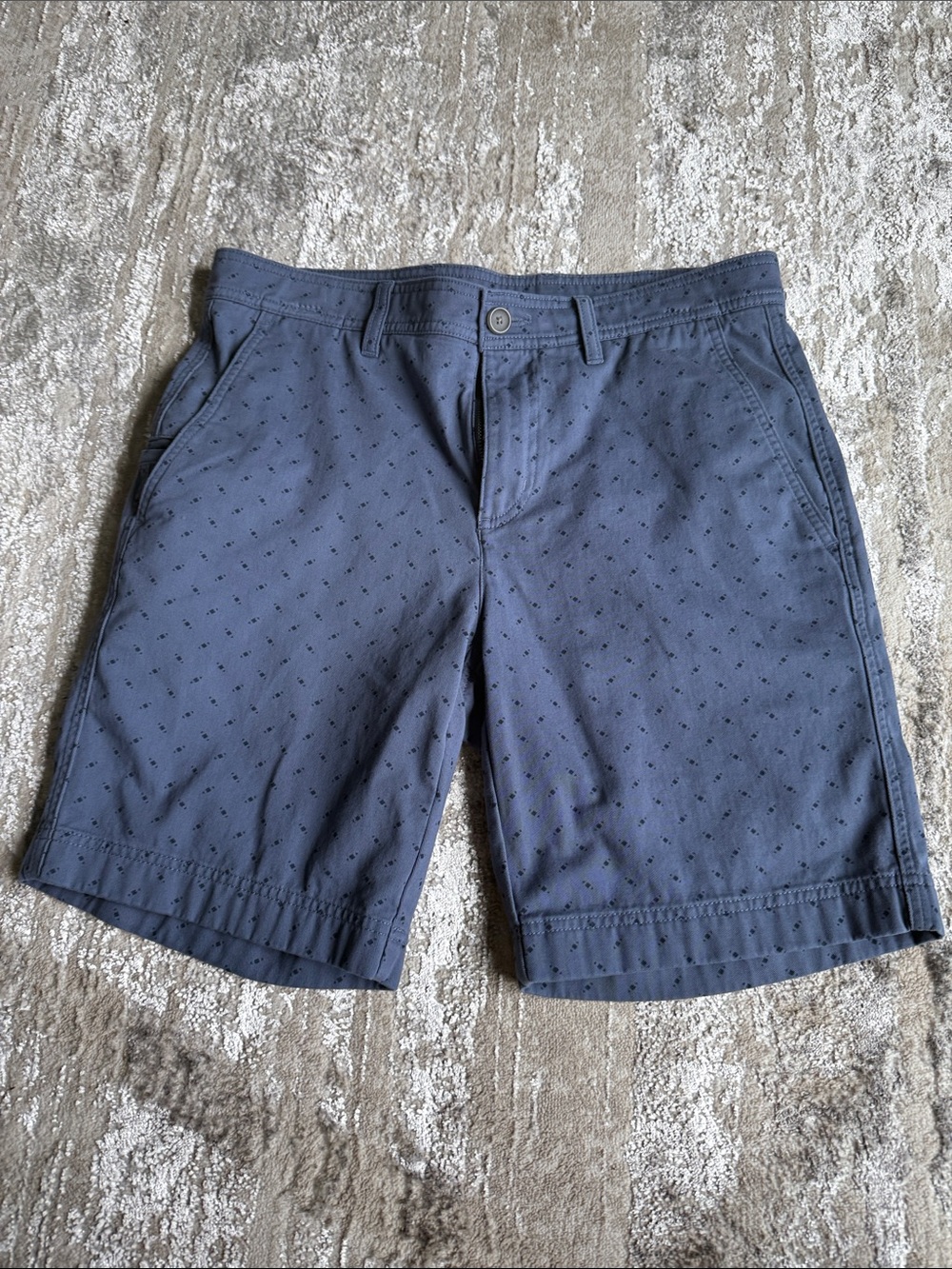Roundtree & Yorke Navy Micro-Print Flat Front Shorts